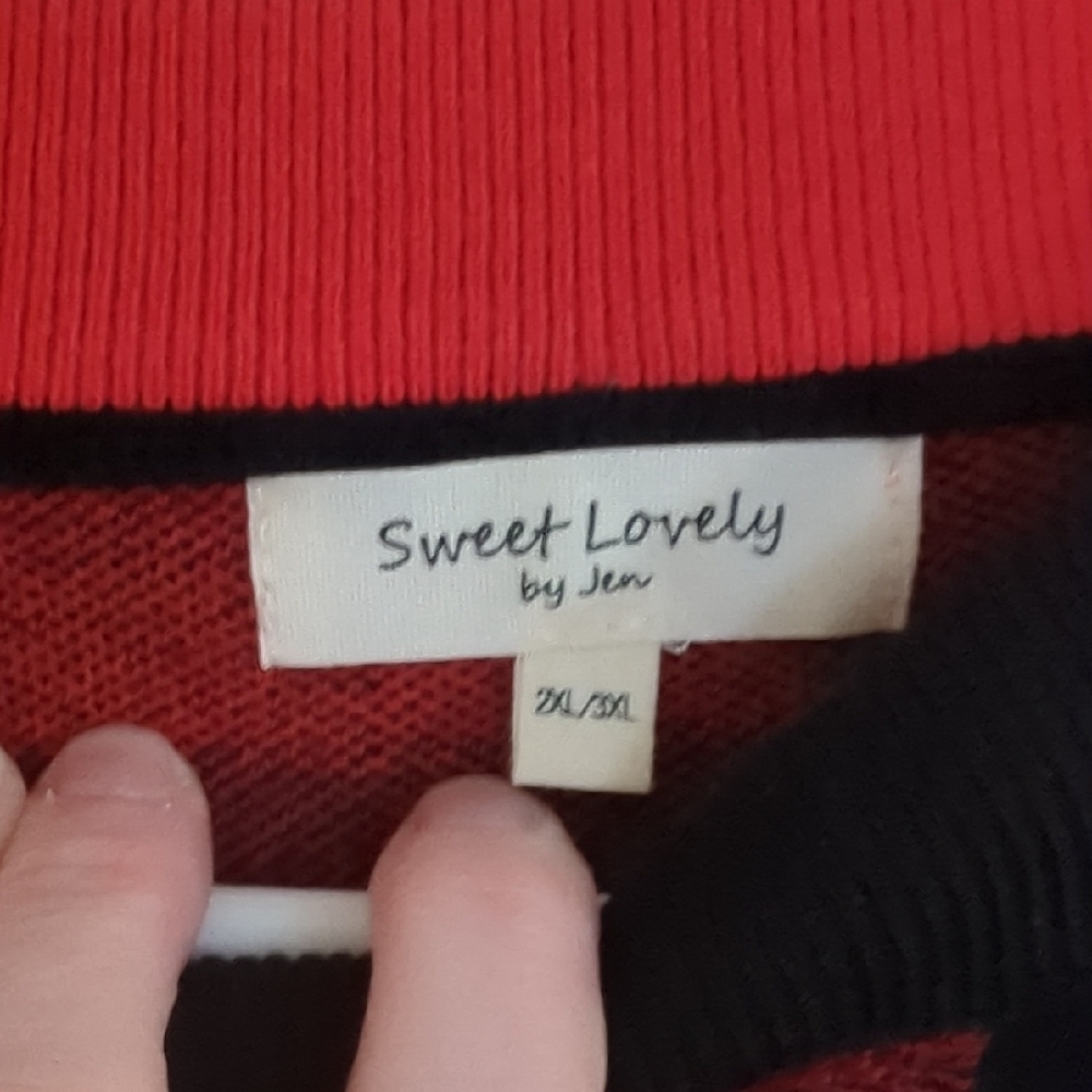 Red and Black Plaid Women's Sweater - Picture 2 of 3
